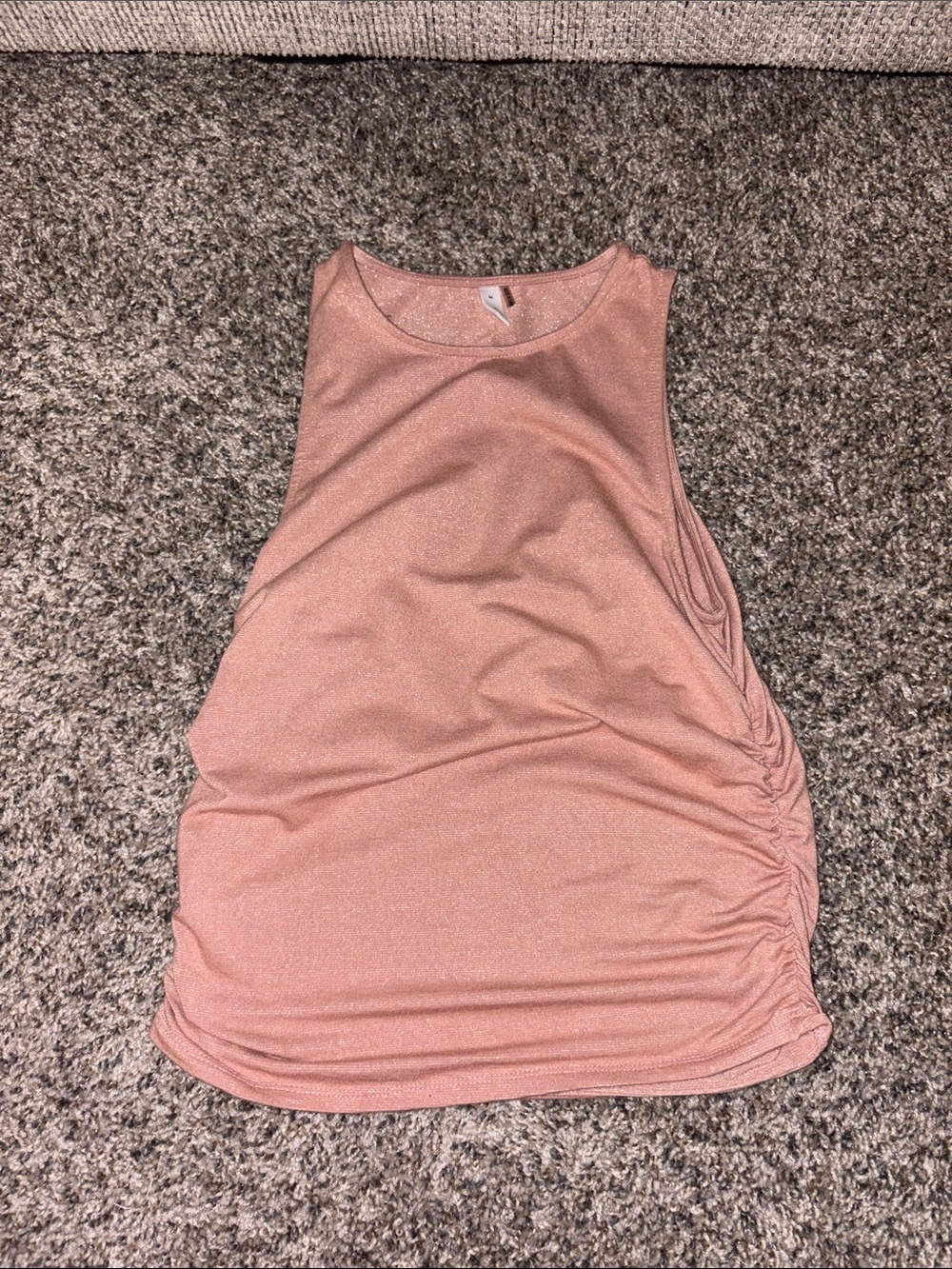 glam Shimmery Rose Tank with Side Ruching